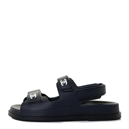 Chanel Rubber CC Dad Sandals 37 Navy 1 of 9