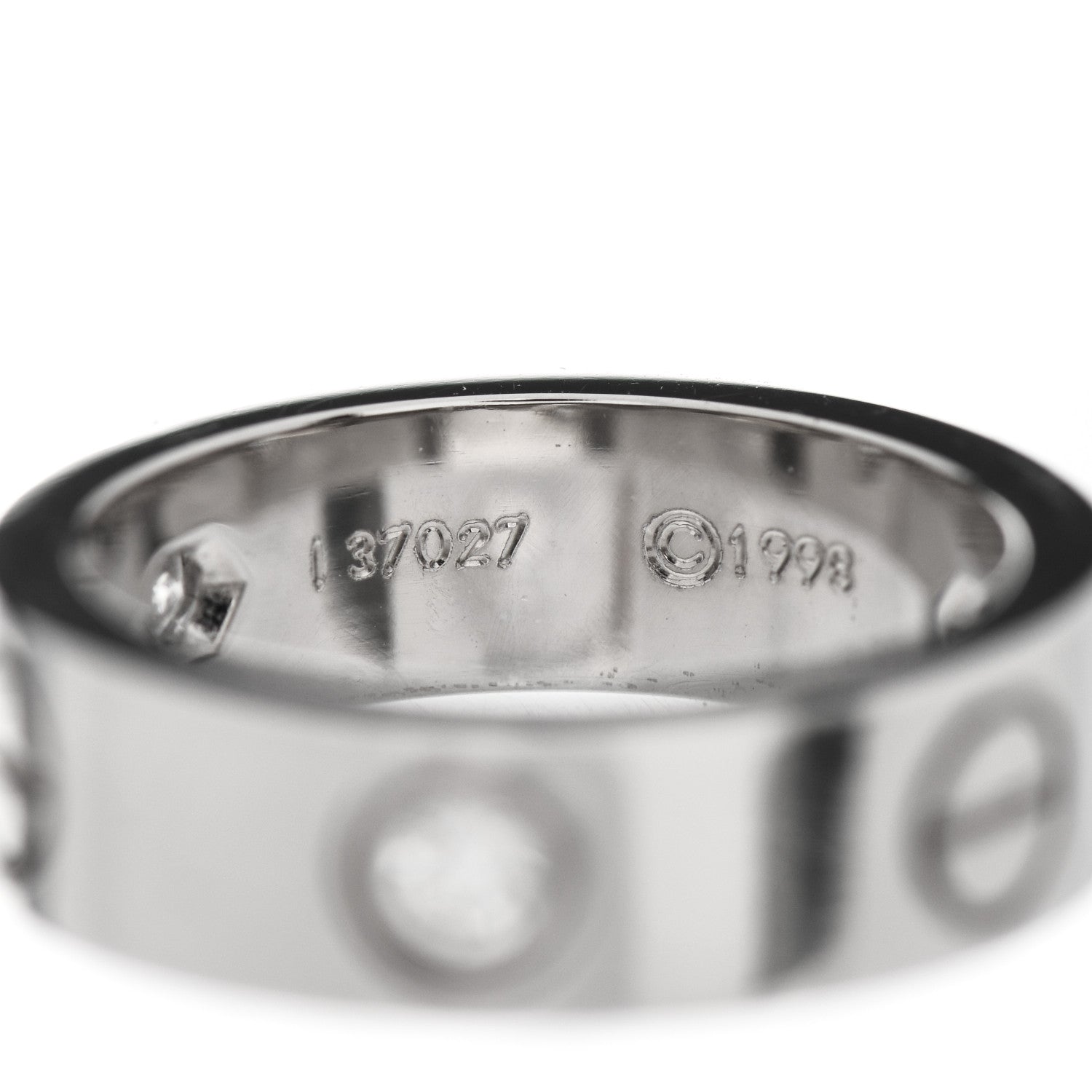 Cartier 18K White Gold 3 Diamond 5.5mm LOVE Ring 50 5.25 5 of 6