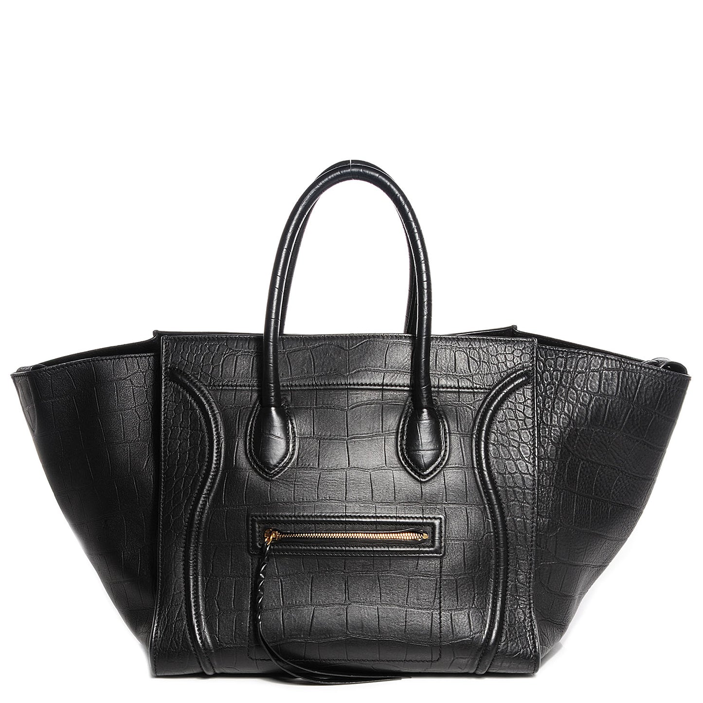 Crocodile Embossed Large Phantom Luggage Black