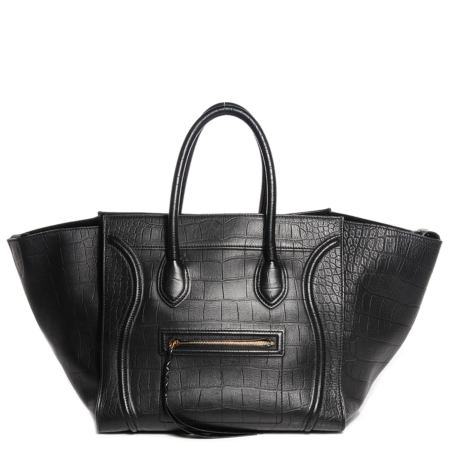 Celine Crocodile Embossed Large Phantom Luggage Black 1 of 7