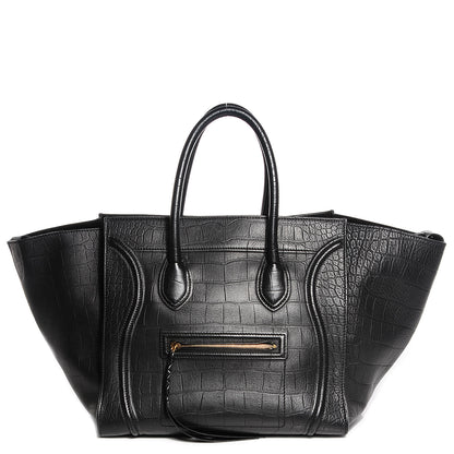 Celine Crocodile Embossed Large Phantom Luggage Black 1 of 7