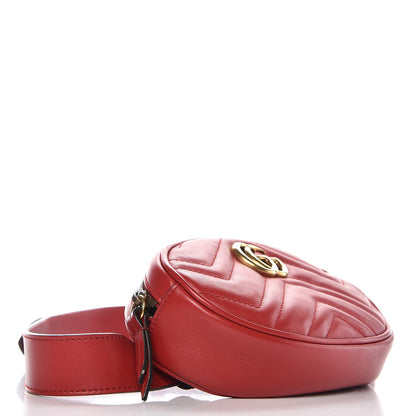 Gucci Calfskin Matelasse GG Marmont Belt Bag 95 38 Hibiscus Red 4 of 8