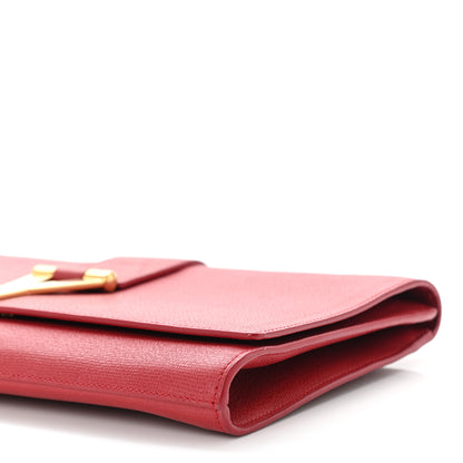 Saint Laurent Textured Calfskin Classic Y Ligne Clutch Red 9 of 10