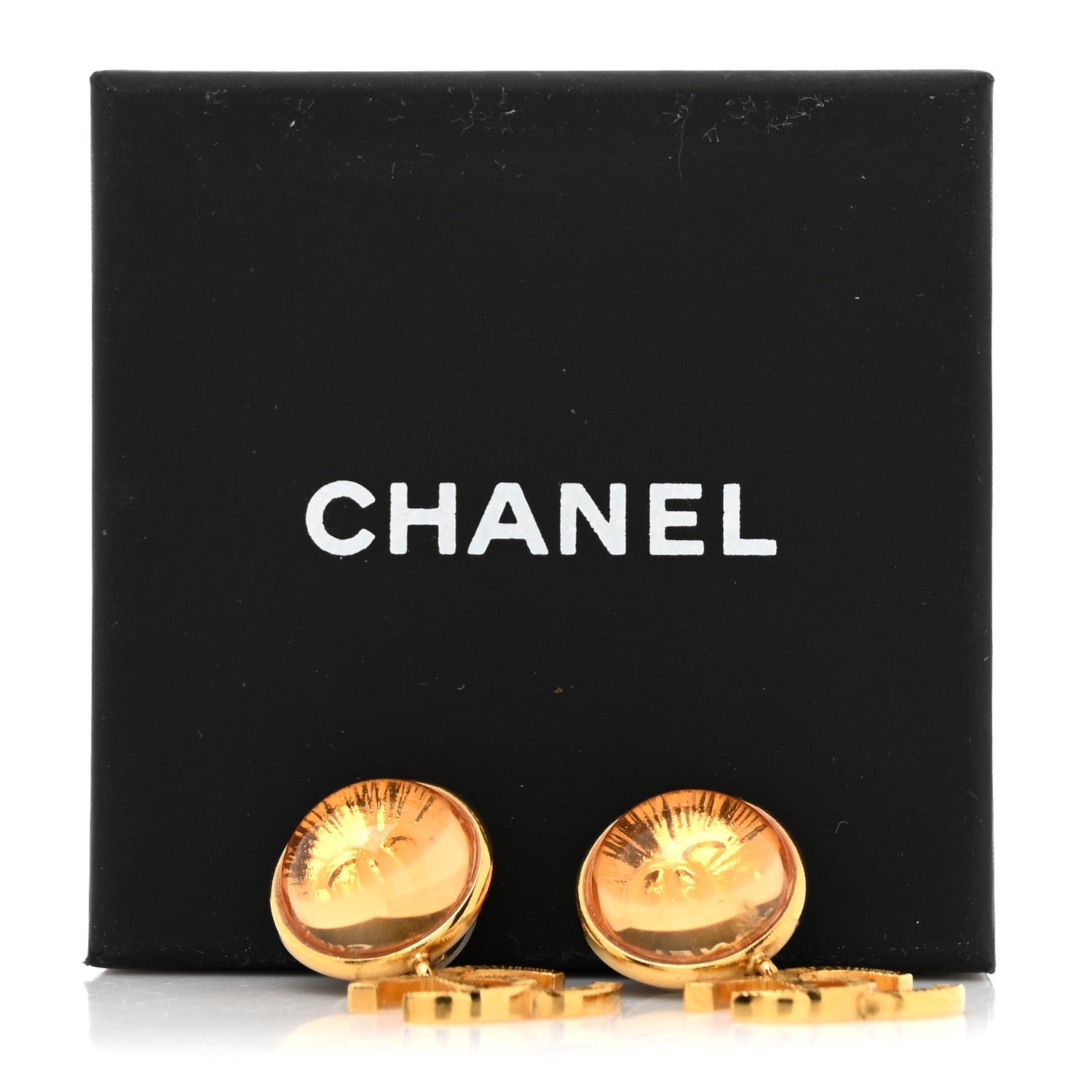 Chanel Metal Round CC Medallion Drop Earrings Gold 6 of 6