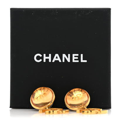 Chanel Metal Round CC Medallion Drop Earrings Gold 6 of 6