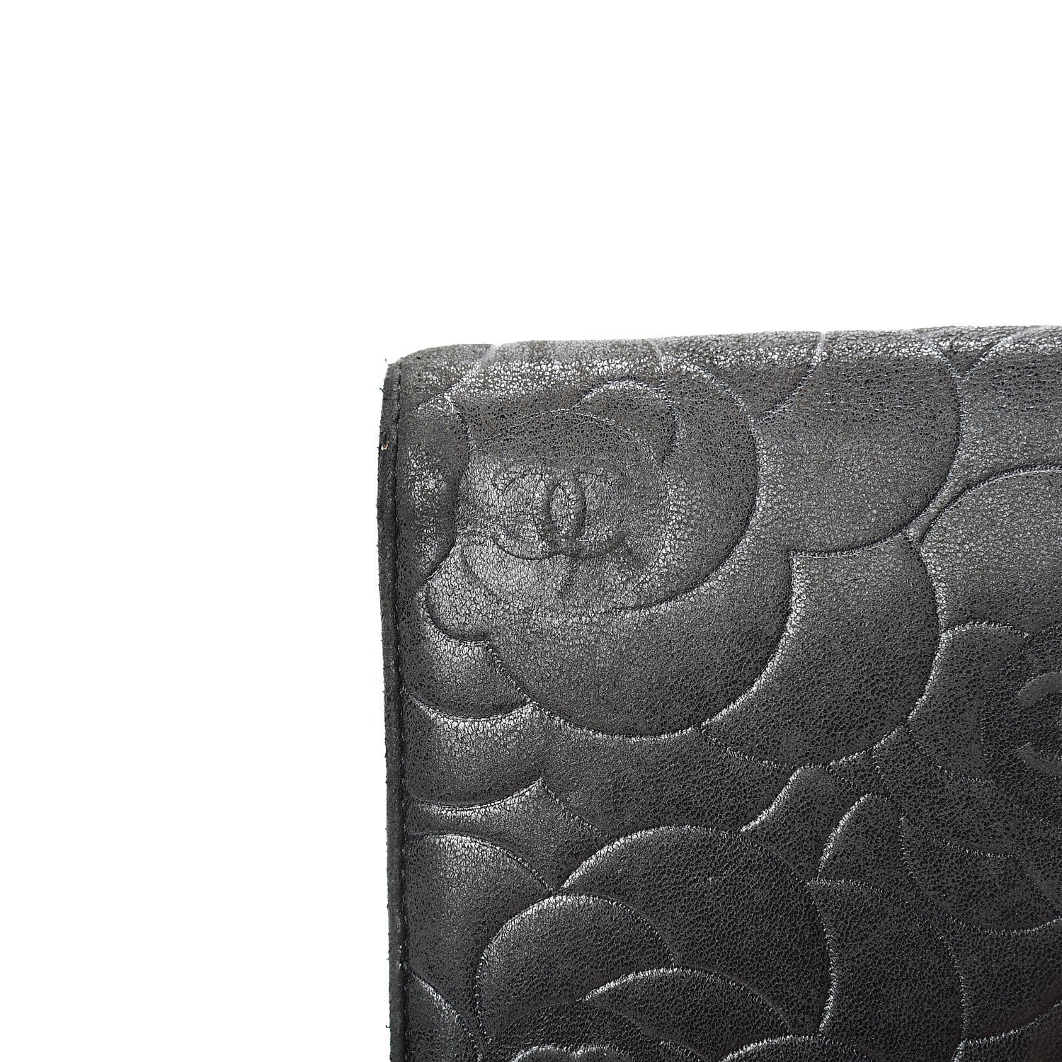 Chanel Lambskin Camellia Embossed Yen Wallet Black 19 of 19