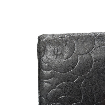 Chanel Lambskin Camellia Embossed Yen Wallet Black 19 of 19