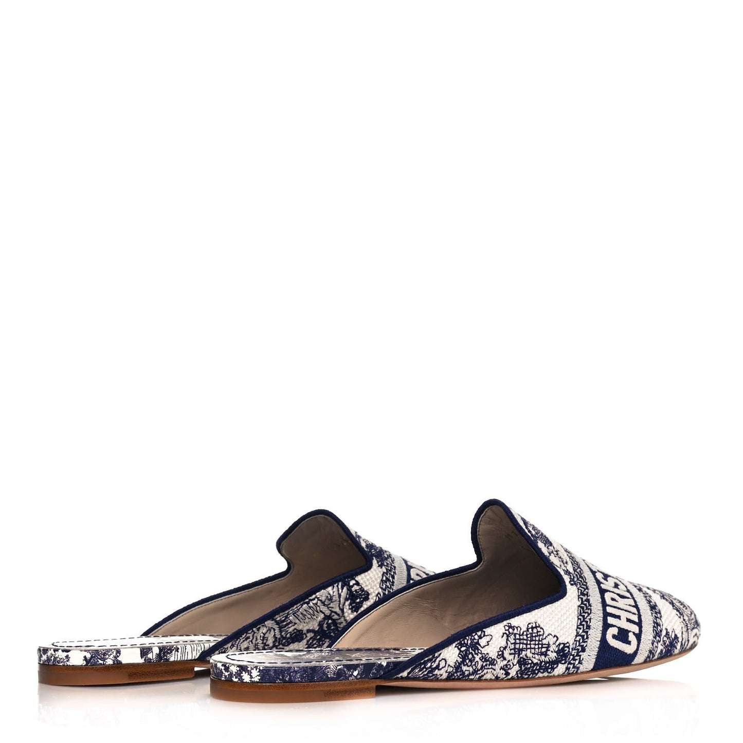 Canvas Cotton Embroidered Dioriviera Mules 40 Blue