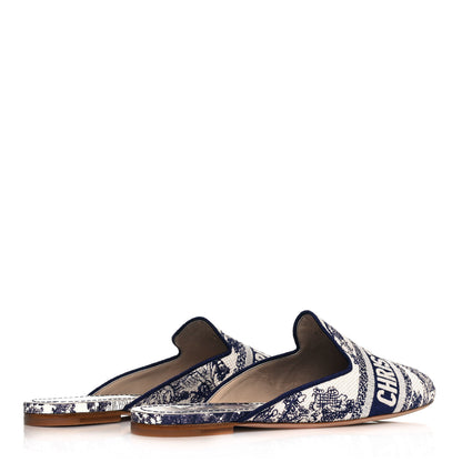 Christian Dior Canvas Cotton Embroidered Dioriviera Mules 40 Blue 4 of 9