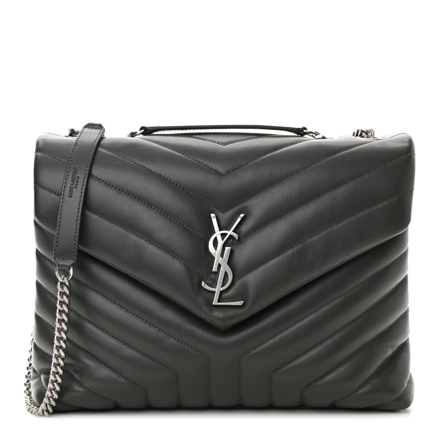 Saint Laurent Calfskin Y Quilted Monogram Medium Loulou Chain Satchel Earth 1 of 13