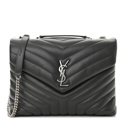 Saint Laurent Calfskin Y Quilted Monogram Medium Loulou Chain Satchel Earth 1 of 13