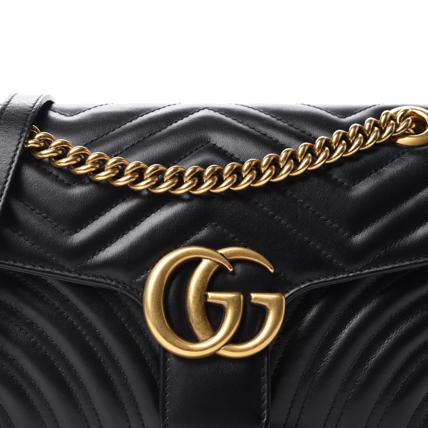 Gucci Calfskin Matelasse Small GG Marmont Shoulder Bag Black 11 of 11