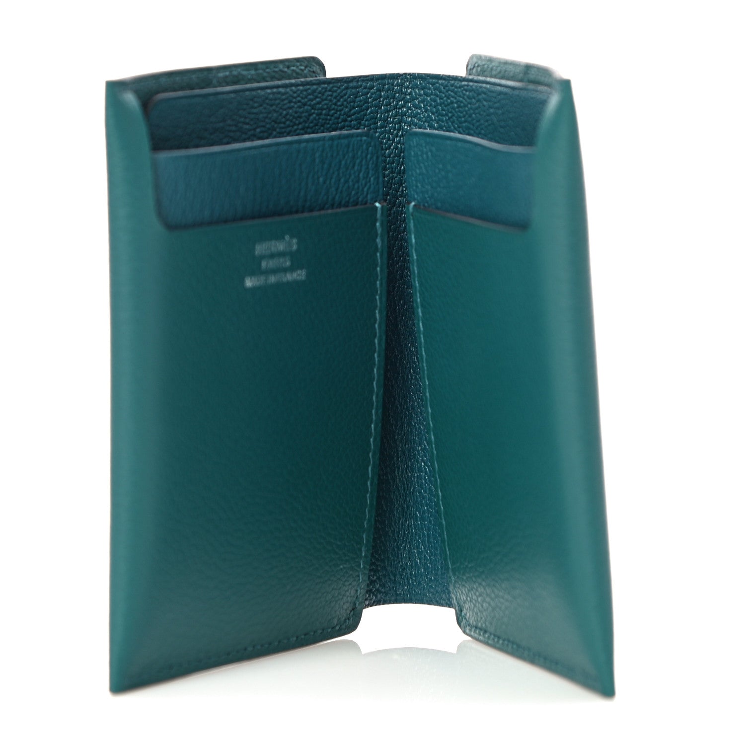 Hermes Allegretto Chevre Mysore H'Sport Open Vertical Card Holder Vert Bosphore 5 of 10