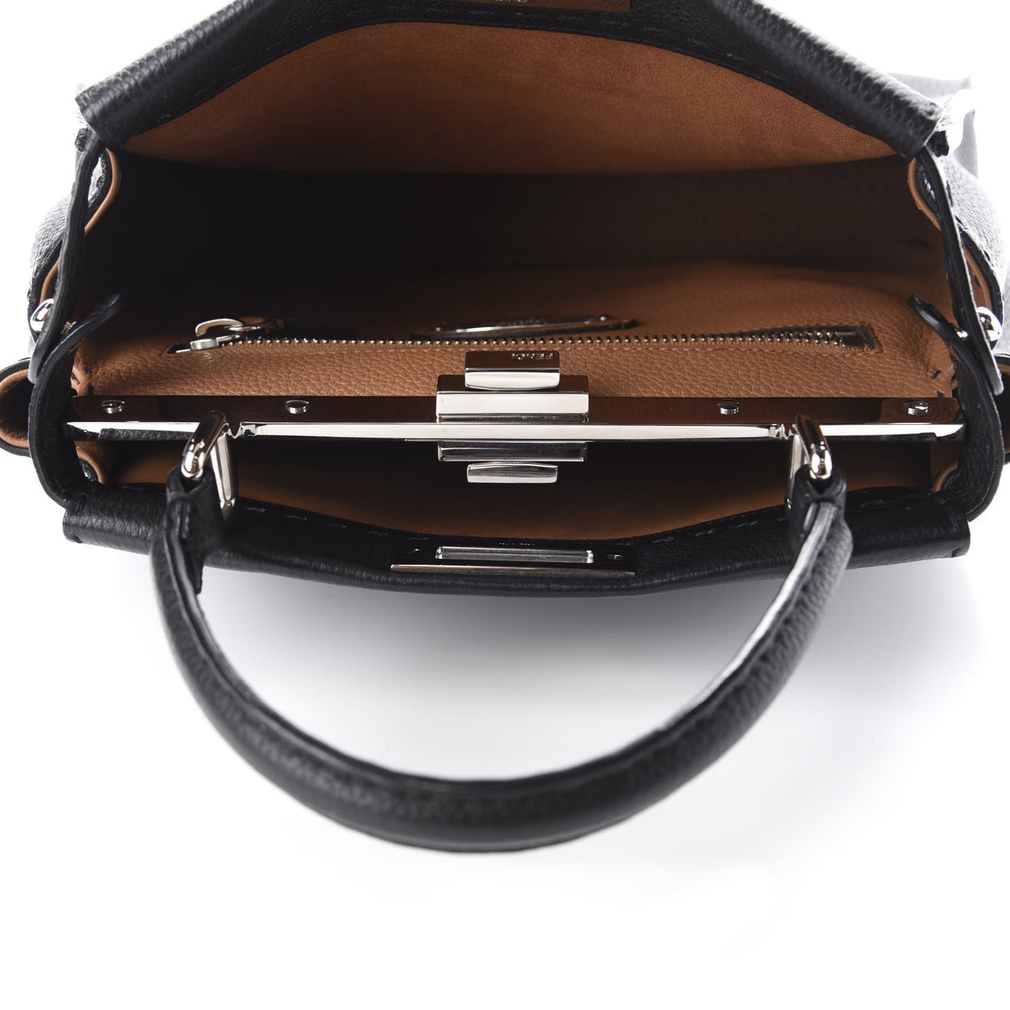 Cuoio Romano Selleria Bi-Color Medium Peekaboo Iconic Satchel Black Mou