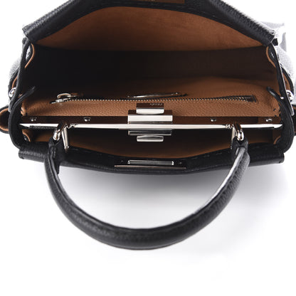 Fendi Cuoio Romano Selleria Bi-Color Medium Peekaboo Iconic Satchel Black Mou 7 of 13