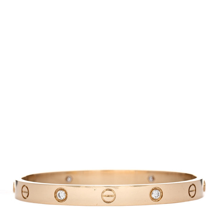 18K Yellow Gold 4 Diamond LOVE Bracelet 17