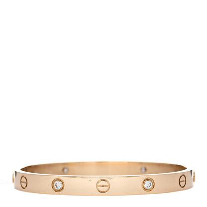 Cartier 18K Yellow Gold 4 Diamond LOVE Bracelet 17 2 of 5