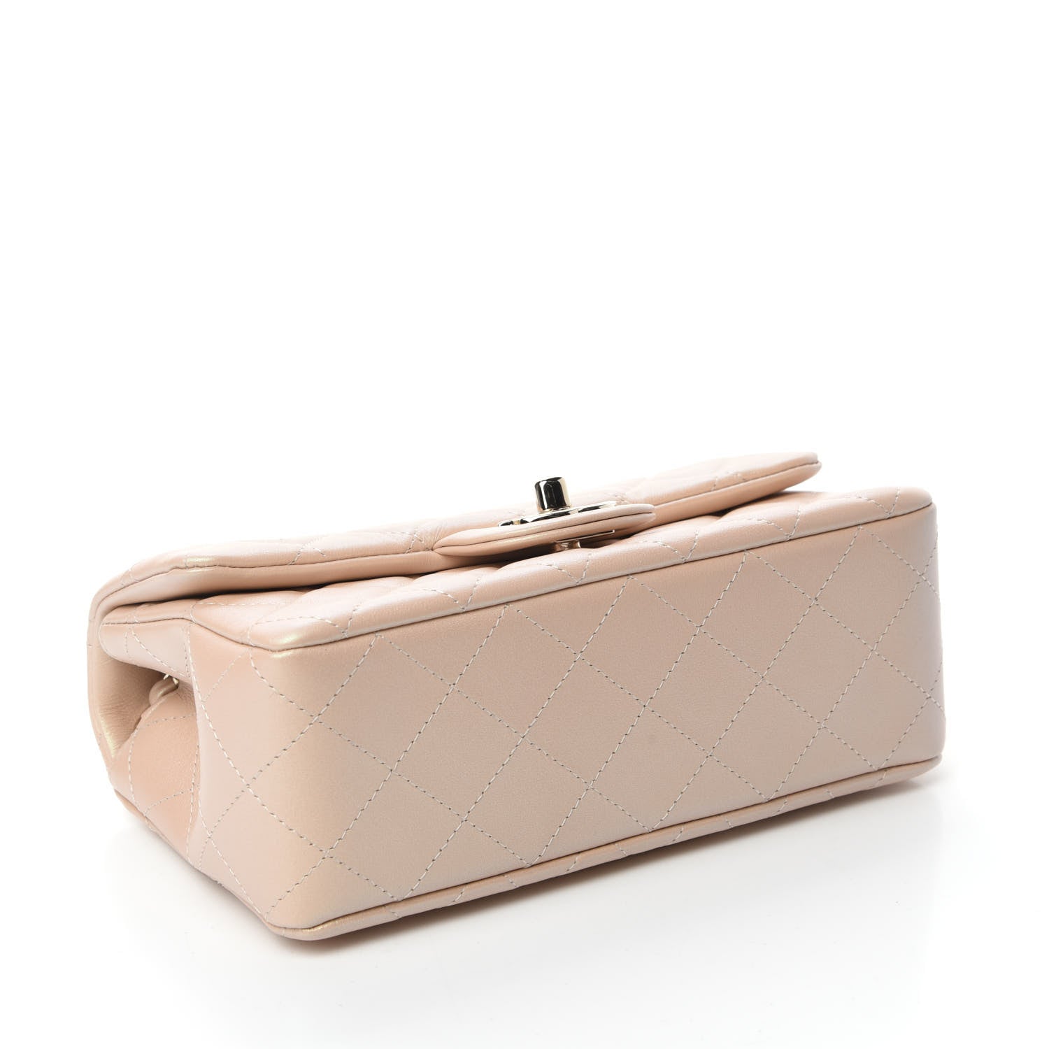Chanel Iridescent Calfskin Quilted Mini Rectangular Flap Beige 4 of 11