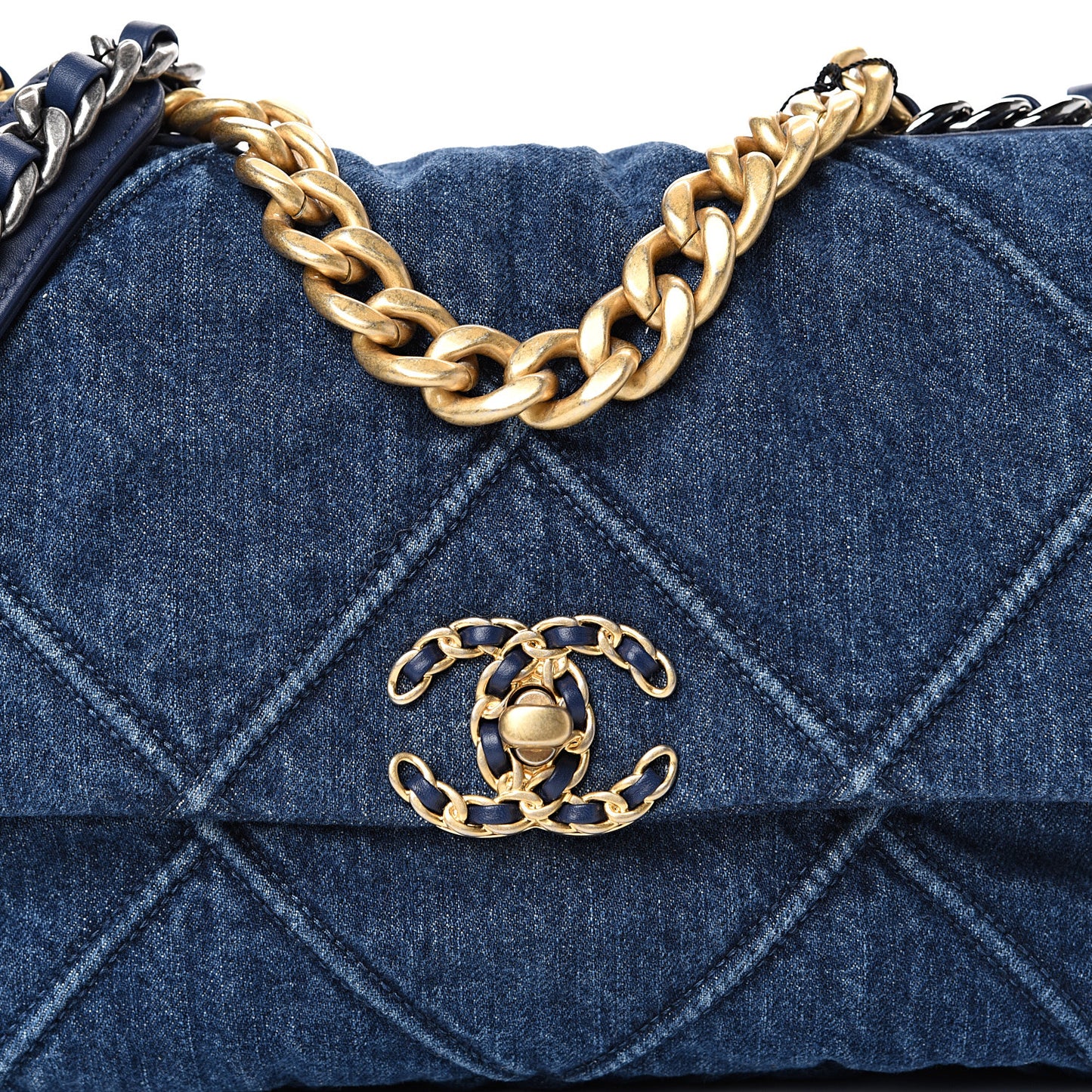 Denim Quilted Medium 19 Flap Blue