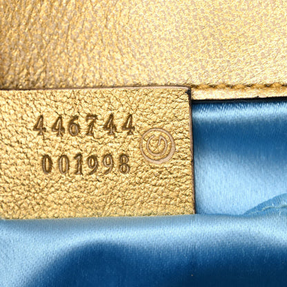 Gucci Metallic Calfskin Matelasse Mini GG Marmont Shoulder Bag Gold Pink 6 of 10