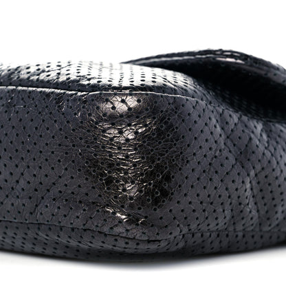 Chanel Metallic Crackled Calfskin Large Perforated Drill Flap Black 9 of 9
