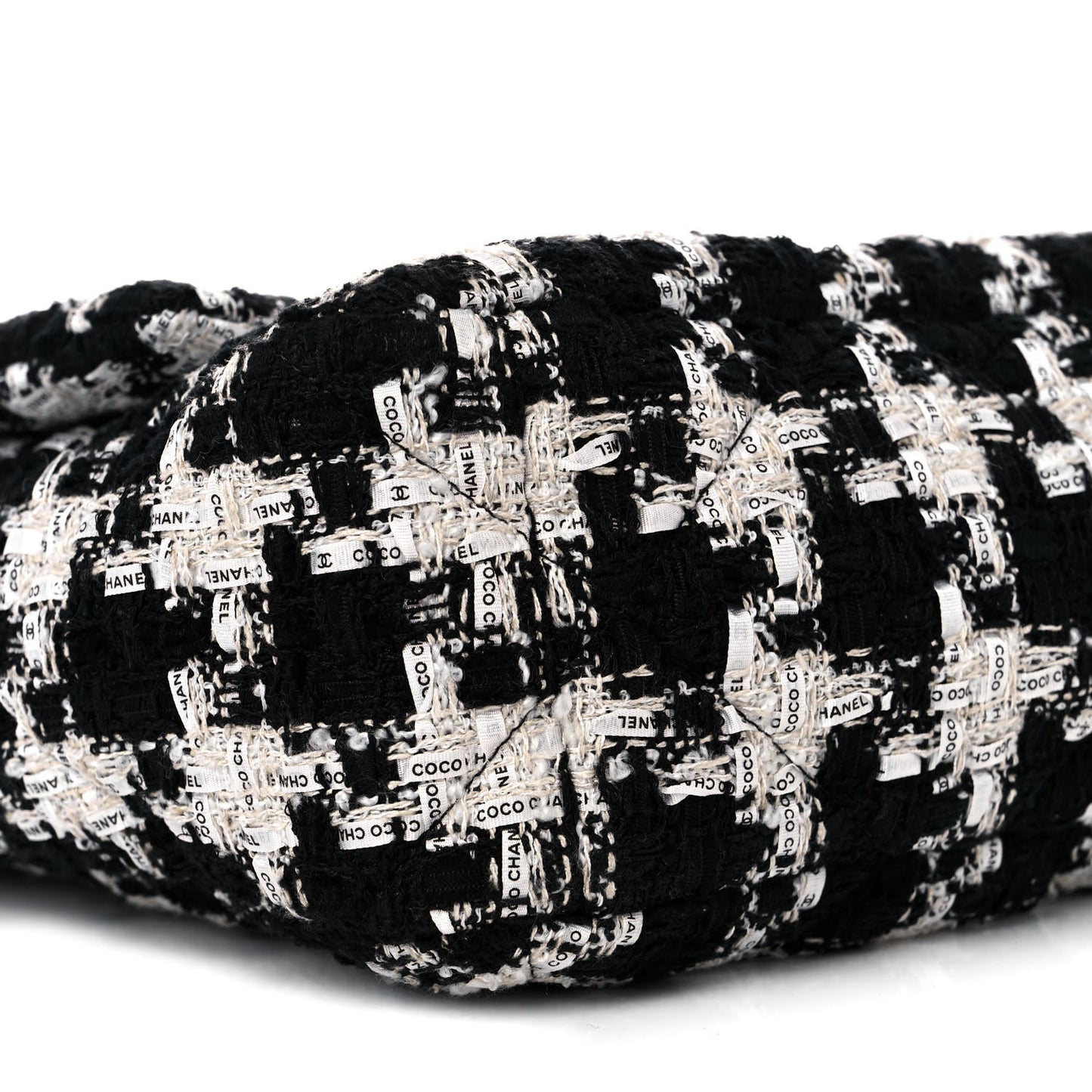 Tweed Quilted Large Chanel 19 Flap Black Ecru White