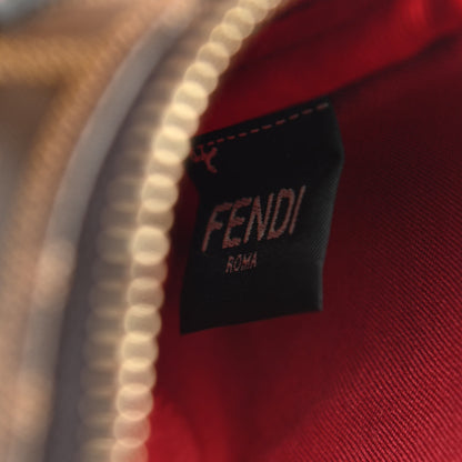 Fendi X FILA Glazed Fabric Vitello Century FF 1974 Mania Beauty Pouch Mogano Panna Blueberry 7 of 10