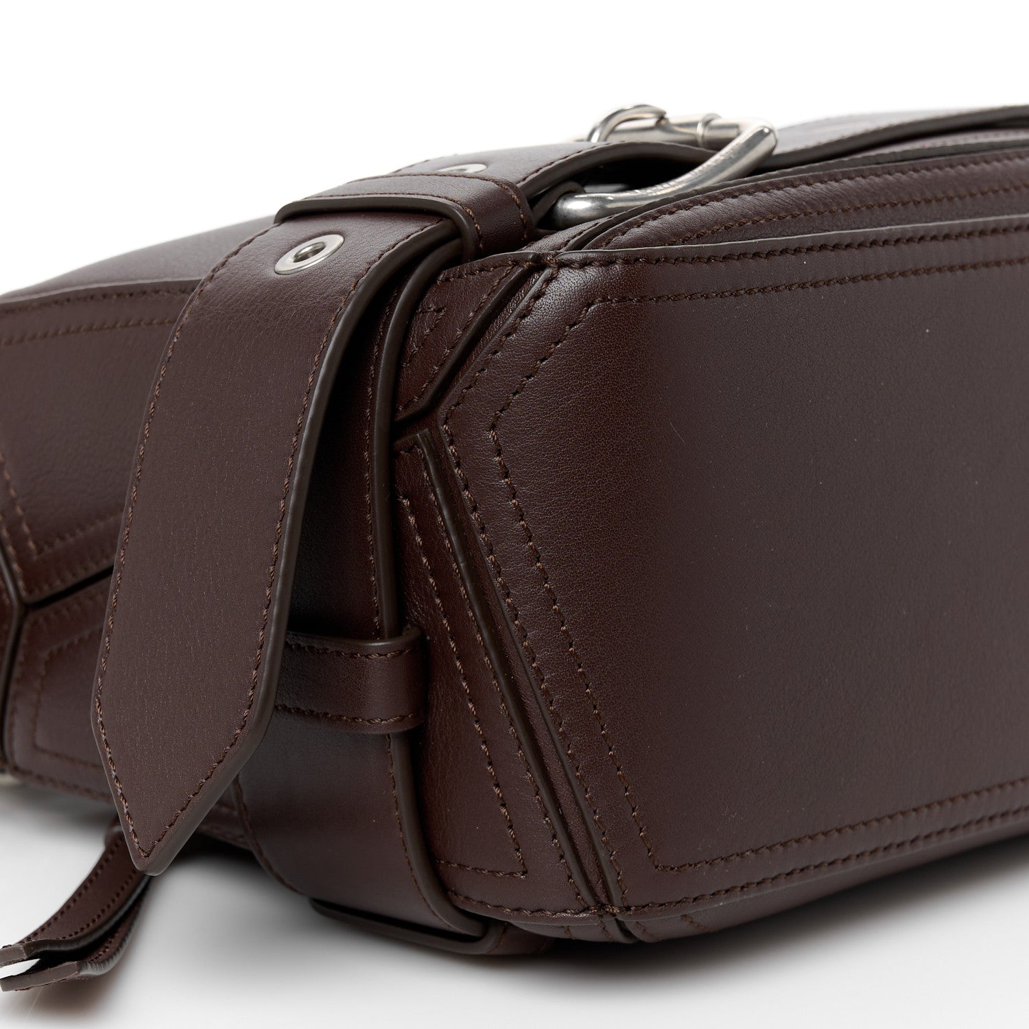 Loewe Shiny Calfskin Small Puzzle Biker Bag Dark Brown 10 of 11