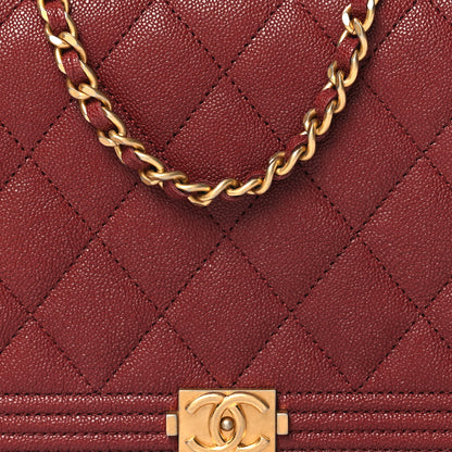 Chanel Caviar Quilted Boy Wallet On Chain WOC Burgundy 9 of 13