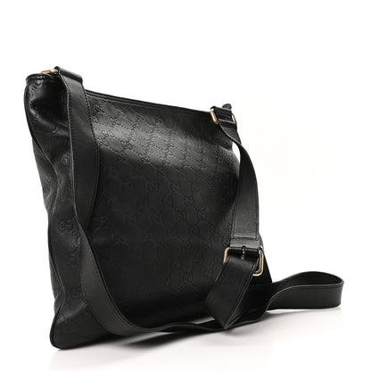 Gucci Guccissima Medium Flat Messenger Bag Black 3 of 10
