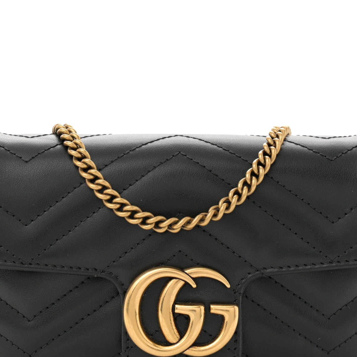 Calfskin Matelasse Super Mini GG Marmont Shoulder Bag Black