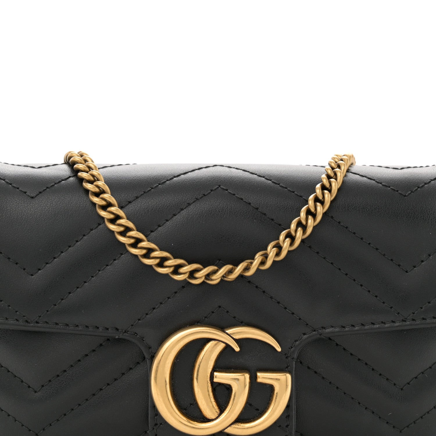 Gucci Calfskin Matelasse Super Mini GG Marmont Shoulder Bag Black 8 of 12