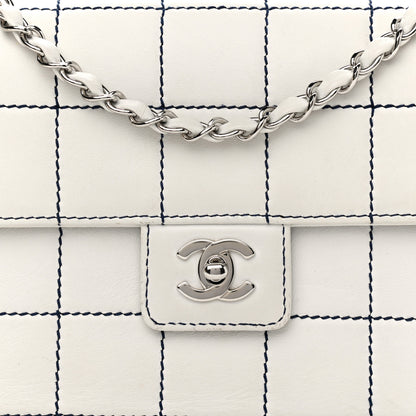 Chanel Lambskin Stitched Medium Chocolate Bar Flap White 8 of 14