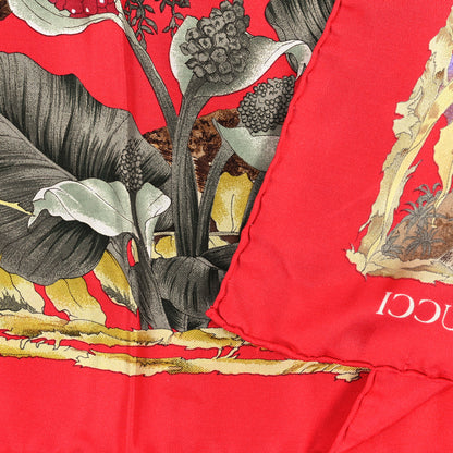 Gucci Silk Panther Print Square Scarf Red 3 of 3