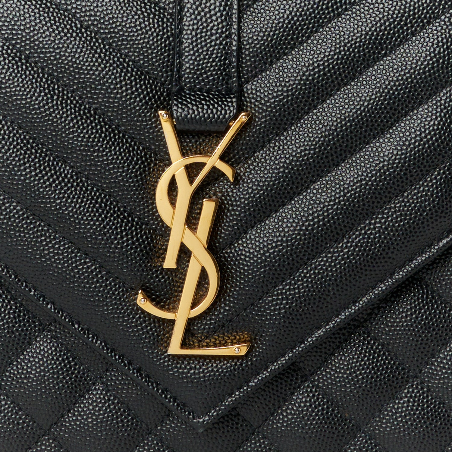 Saint Laurent Grain De Poudre Textured Mixed Matelasse Triquilt Medium Monogram Satchel Black 9 of 11