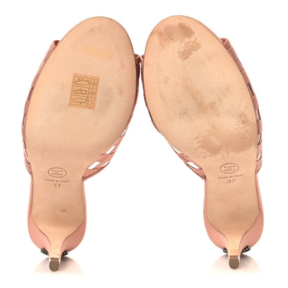 Chanel Mesh Grosgrain CC Mules Pink 37 6 of 9