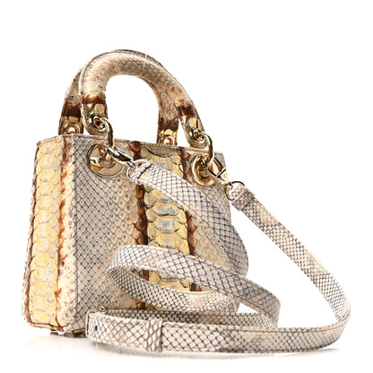 Christian Dior Snakeskin Mini Lady Dior Beige Gold 3 of 9