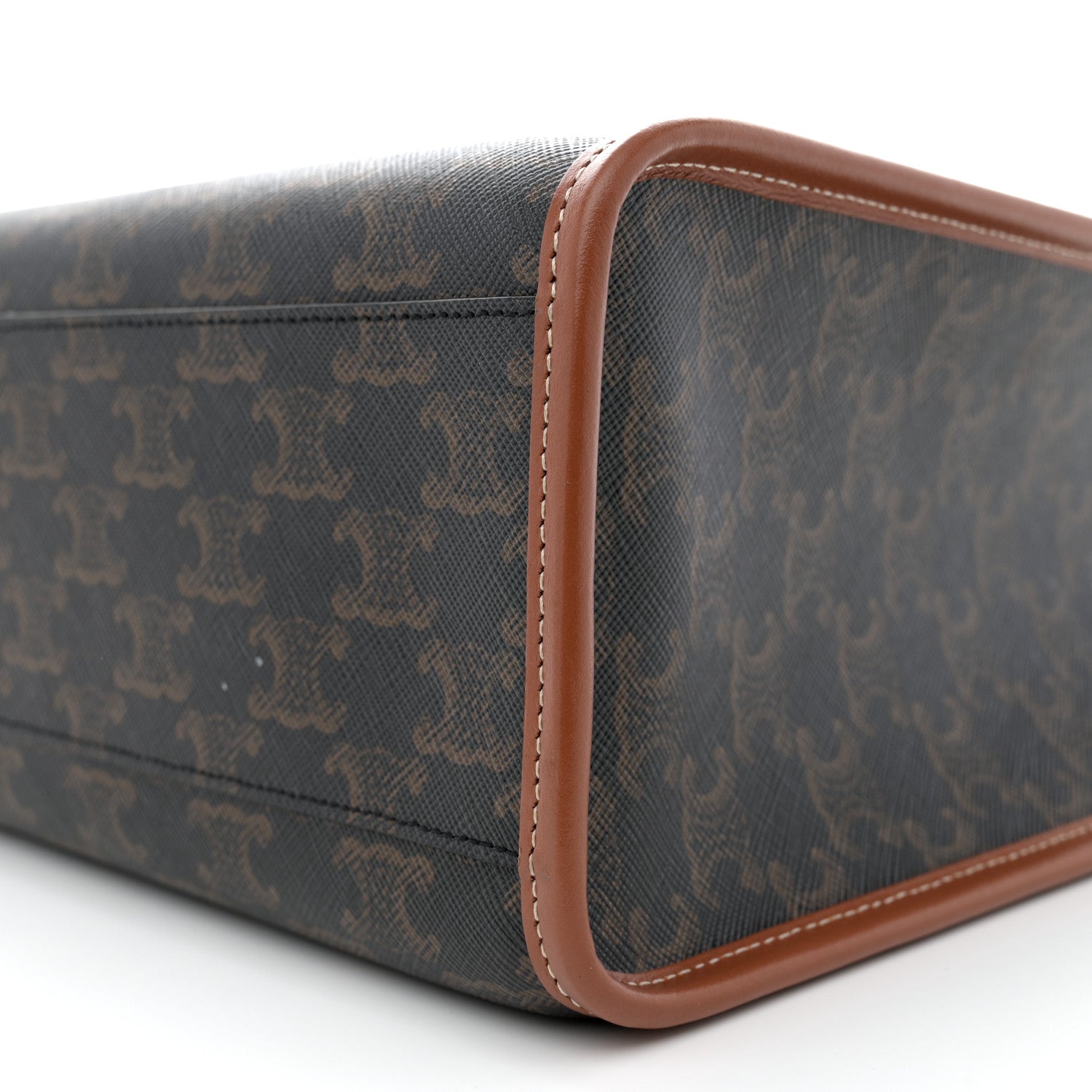 Celine Triomphe Canvas Calfskin Mini Horizontal Cabas Tan 10 of 11