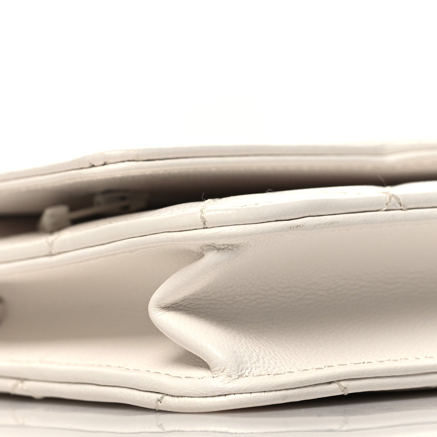 Chanel Goatskin Quilted Timeless CC Wallet On Chain WOC White 10 of 12