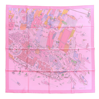 Hermes Silk The Battery New York Scarf 90 Rose Malabar Jaune 1 of 7