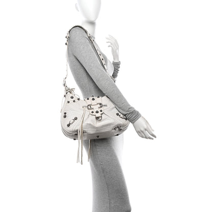 Balenciaga Extra Supple Calfskin Crocodile Embossed Medium Le Cagole Shoulder Bag White 2 of 18
