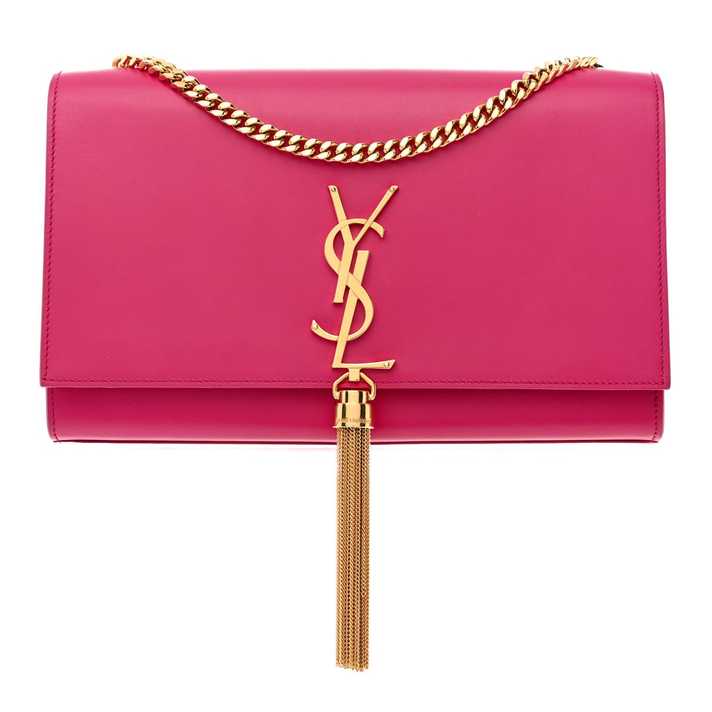 Smooth Calfskin Medium Classic Monogram Kate Tassel Satchel Fuchsia