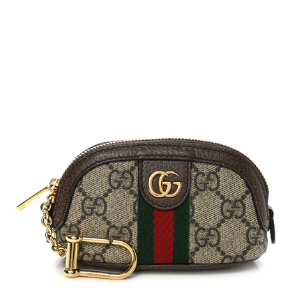 Gucci GG Supreme Monogram Web Ophidia Dome Key Pouch Beige New Acero 1 of 8