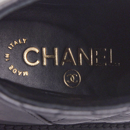 Chanel Shiny Goatskin Calfskin Quilted Lace Up Combat Boots 36.5 Black 7 of 10