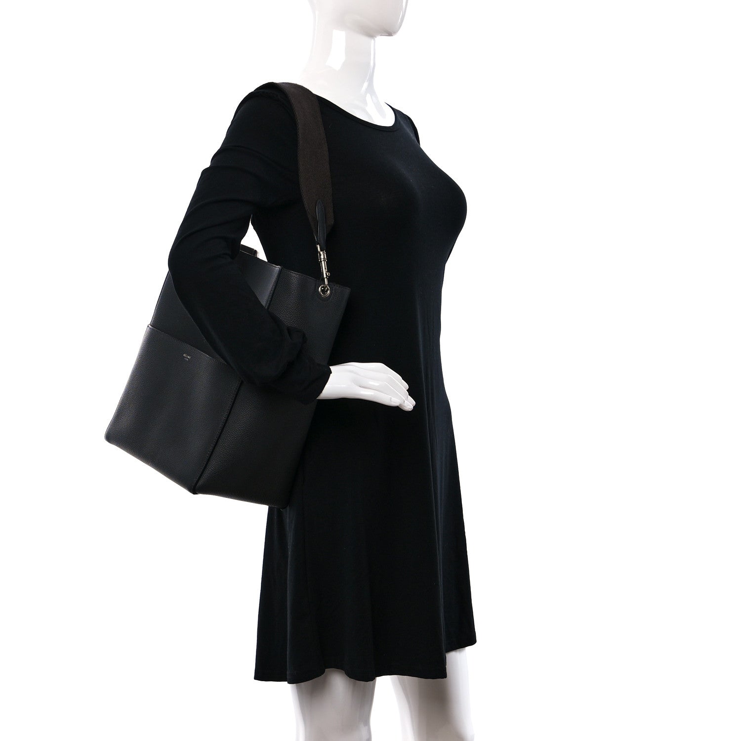 Celine Soft Grained Calfskin Sangle Bucket Bag Anthracite 2 of 12