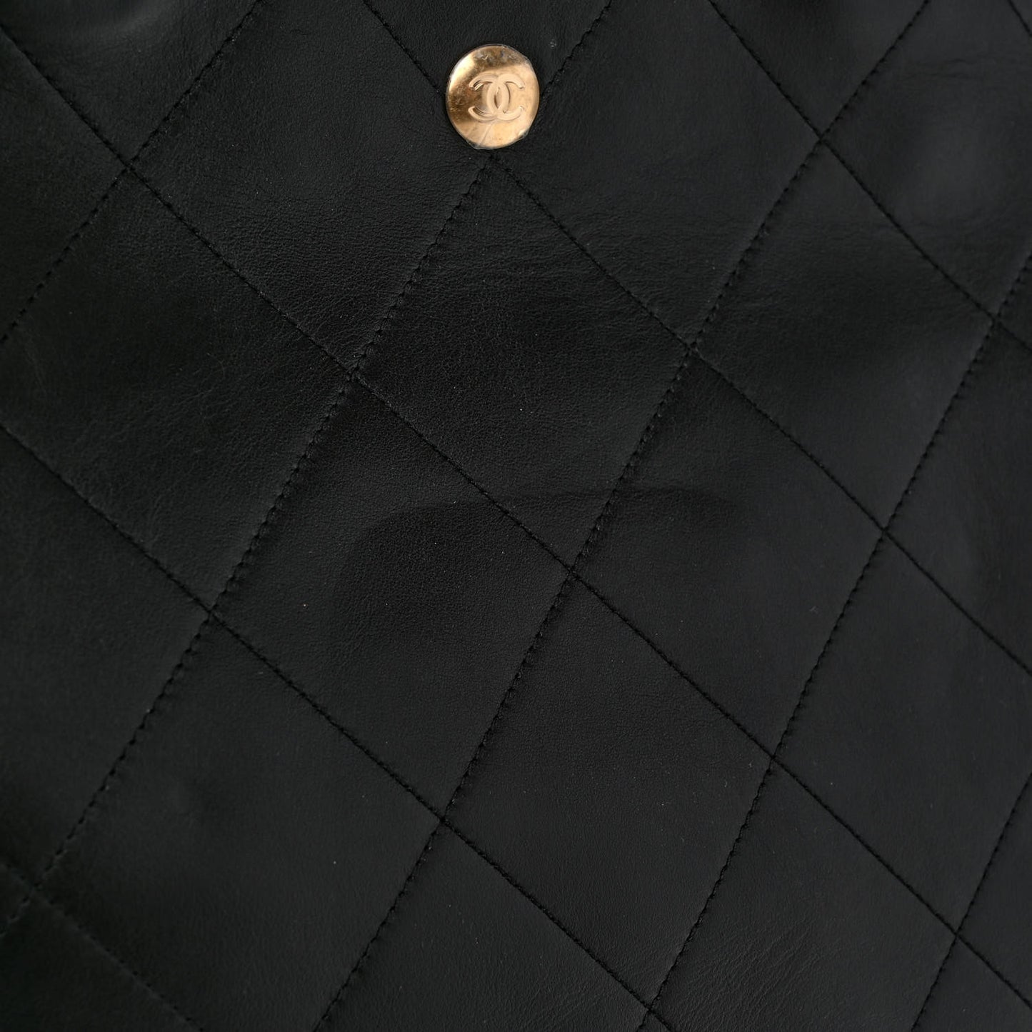 Calfskin Stitched CC Shopper Tote Black