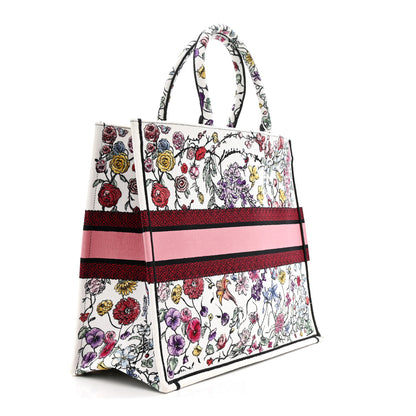 Christian Dior Canvas Embroidered Large Florilegio Book Tote White Multicolor 3 of 13