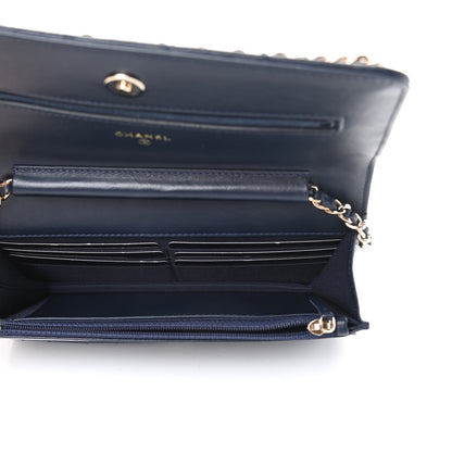 Chanel Lambskin Quilted Chain Around Wallet On Chain WOC Navy Blue 5 of 13