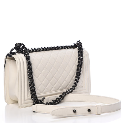 Chanel Calfskin Quilted Medium Boy Flap White 3 of 12