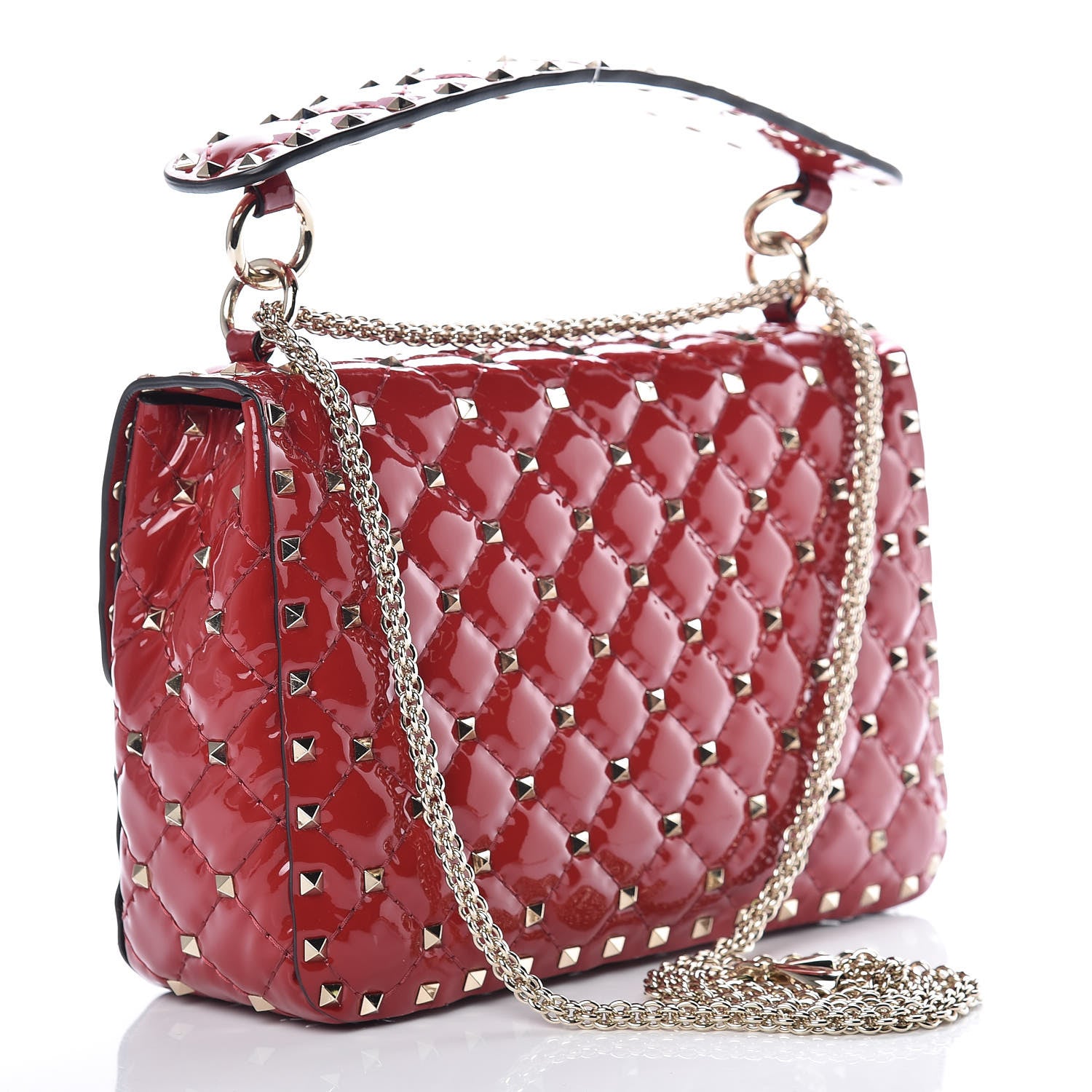 Valentino Garavani Patent Medium Rockstud Spike Shoulder Bag Rosso Valentino 5 of 10